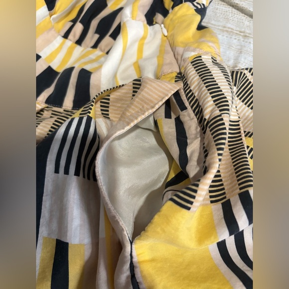 Maeve Anthropologie Otta dress yellow geo print drop waist silk blend size 4 - Picture 12 of 15